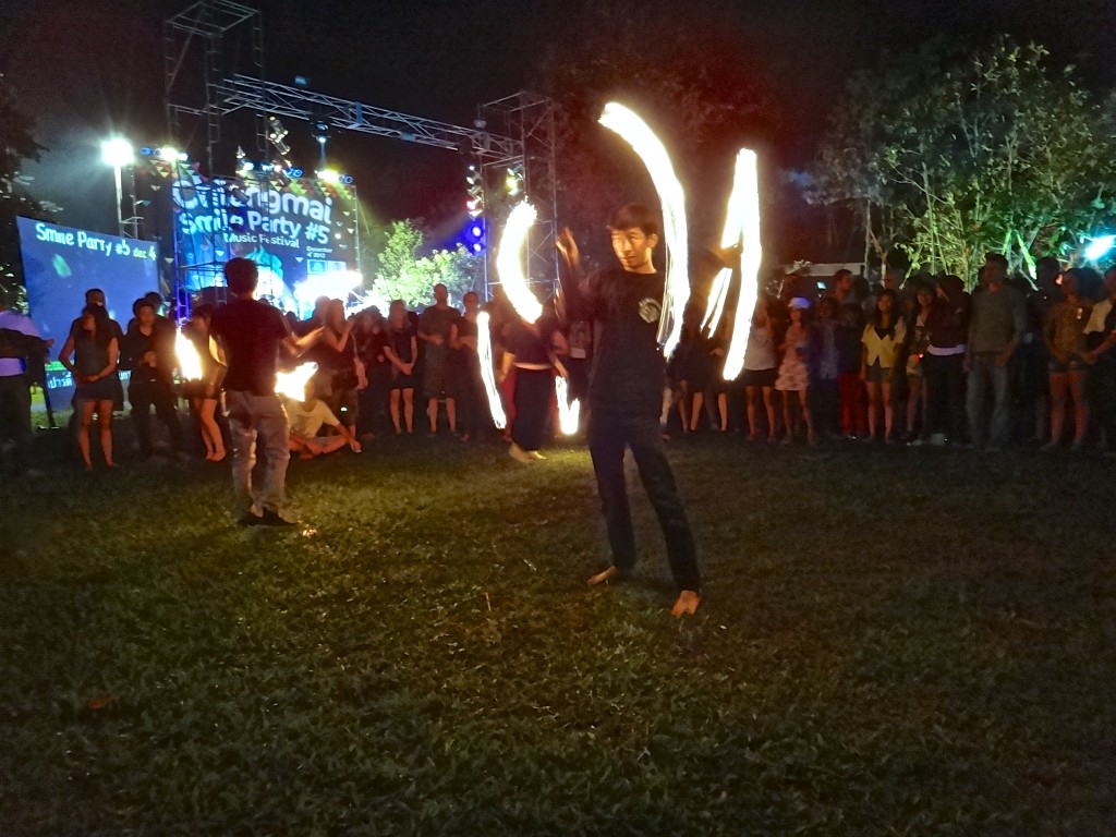 Fire poi at Chiang Mai's Smile Party