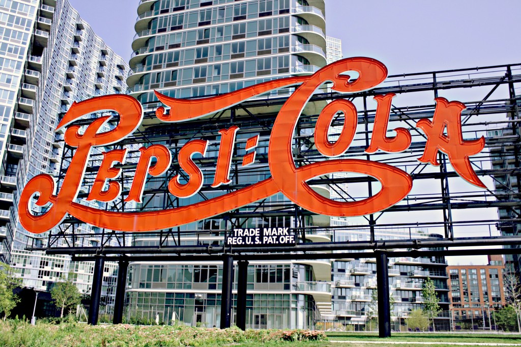 Pepsi sign in Gantry Plaza, Long Island City, New York