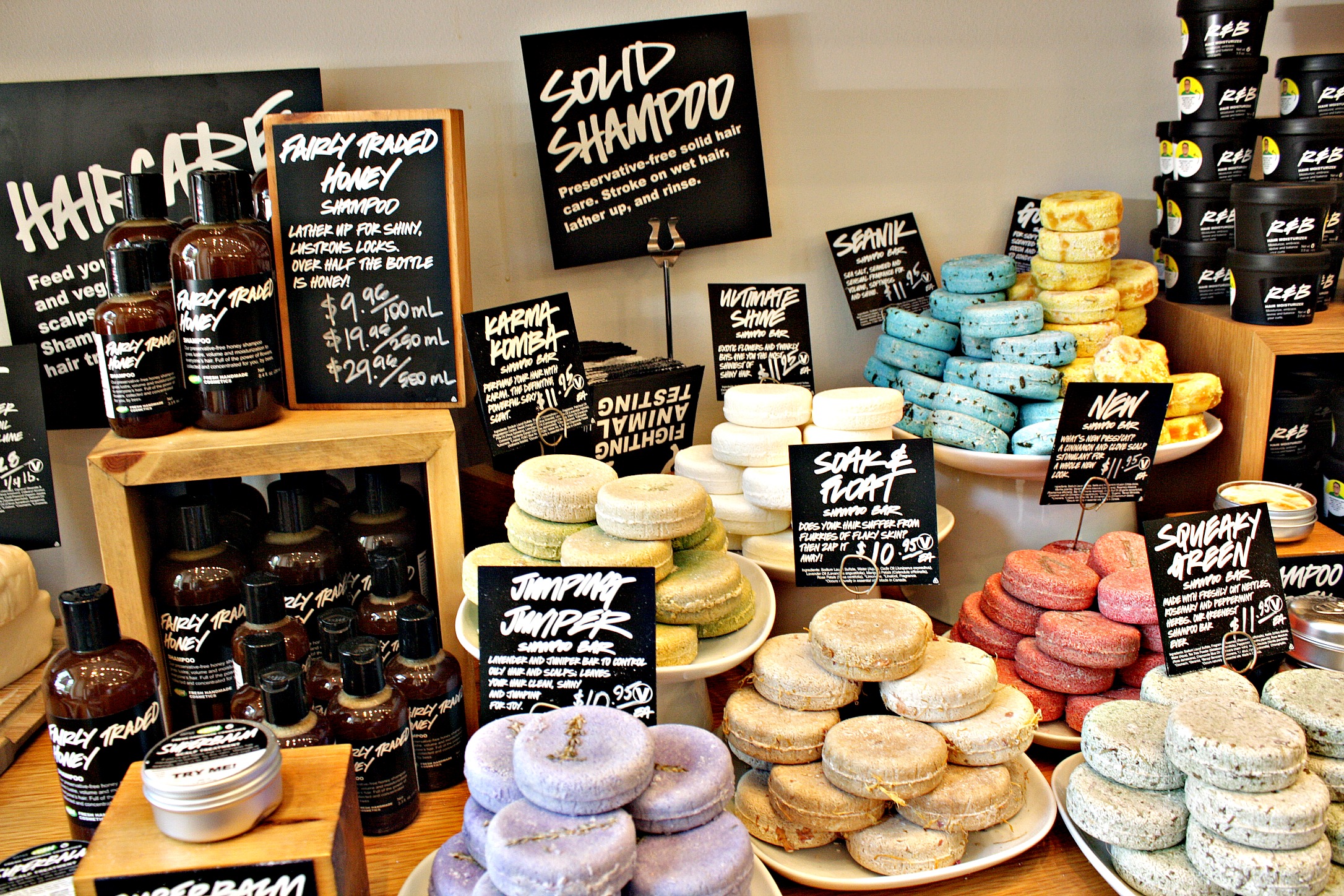 Natural beauty products at Lush in Portland