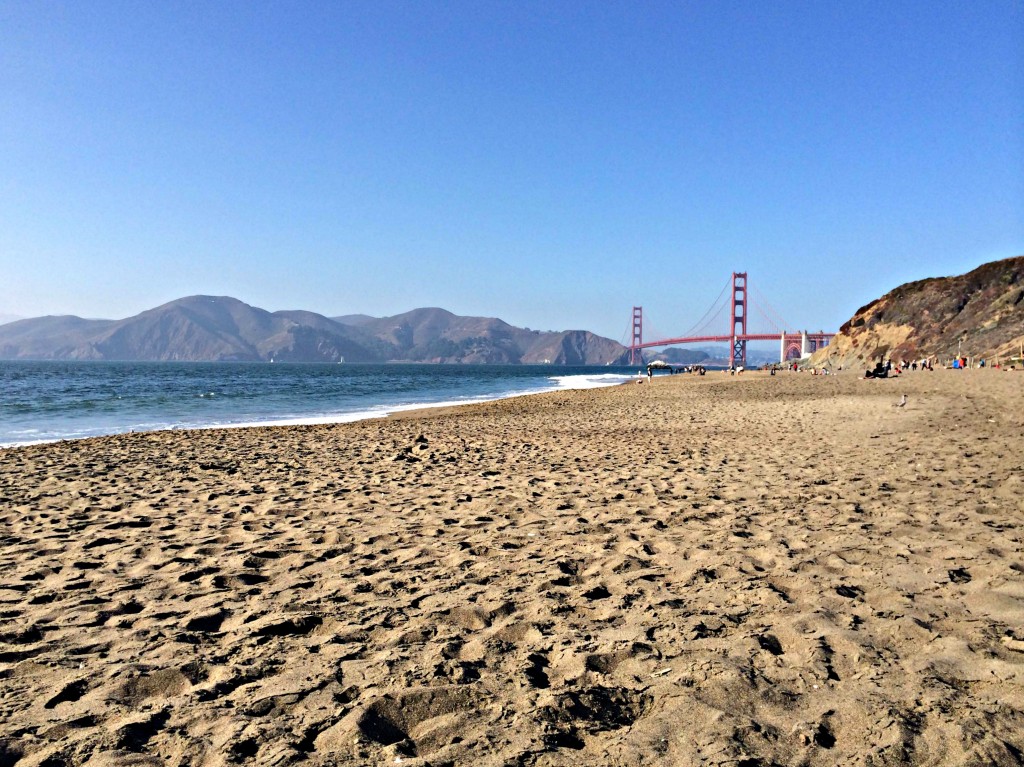 Baker Beach and San Francisco's Golden Gate Bridge.