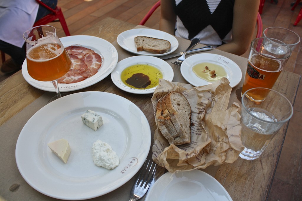 Beer, meat and cheeses at Eataly's rooftop Birreria, New York City