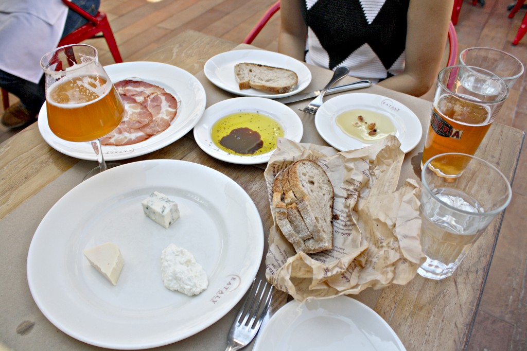 Meat and cheese at Eataly NYC's rooftop birreria.