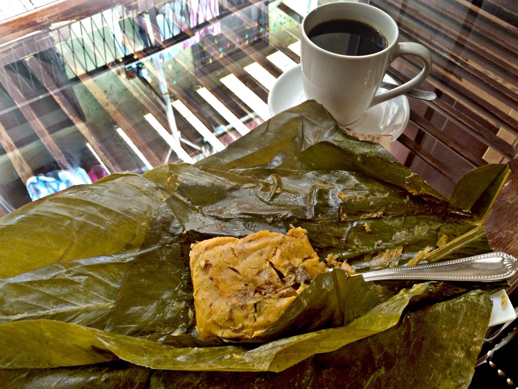 Breakfast tamale at Casa Sucre Coffeehouse, Casco Viejo, Panama