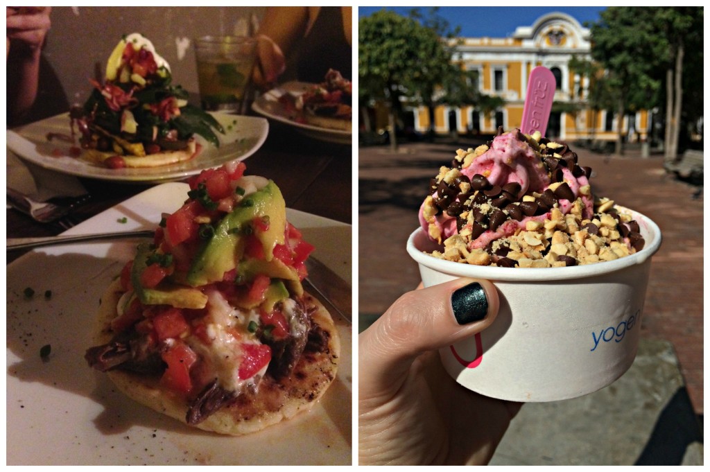 Arepas and frozen yogurt in Santa Marta, Colombia