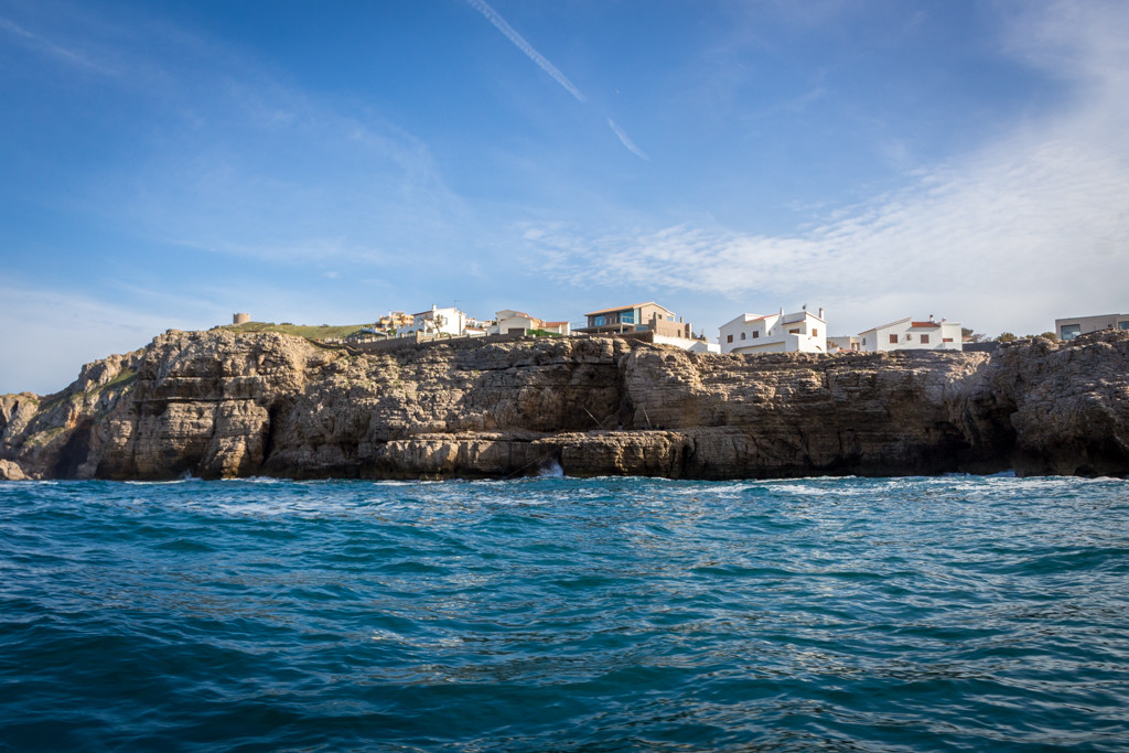 Costa Brava and the town of L'Escala seen from the sea