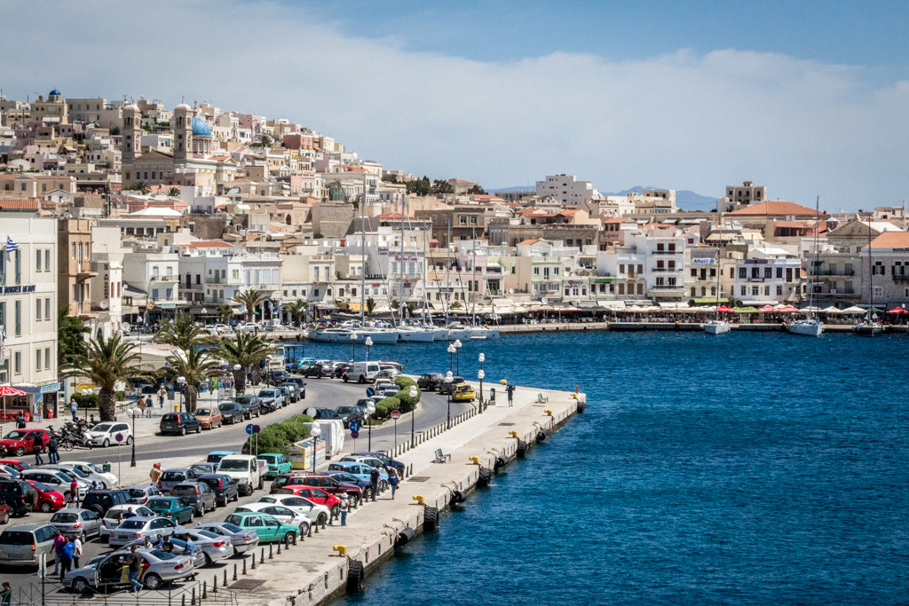 The port of Ermoupoli on the island of Syros, Greece