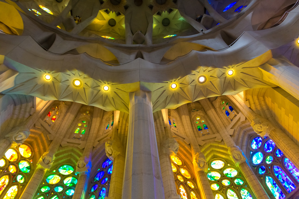 Inside La Sagrada Familia by Antoni Gaudí