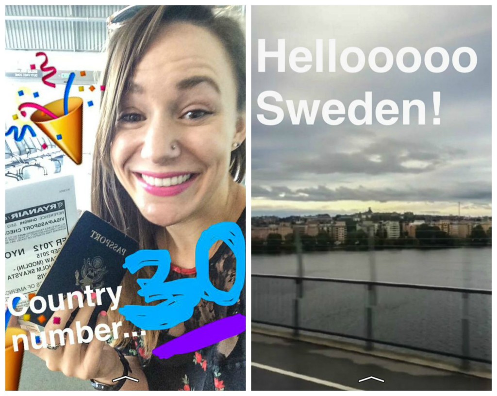 Arriving in Sweden, my 30th country!