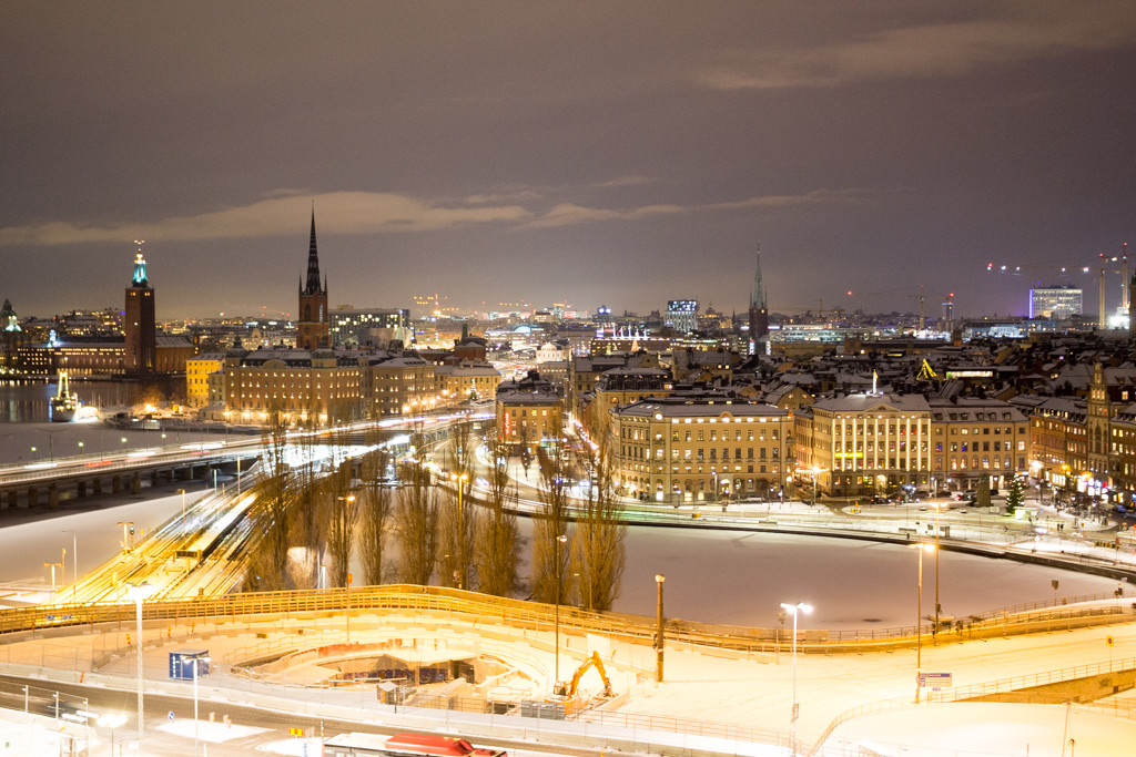 Stockholm at night, as seen from Gondolen