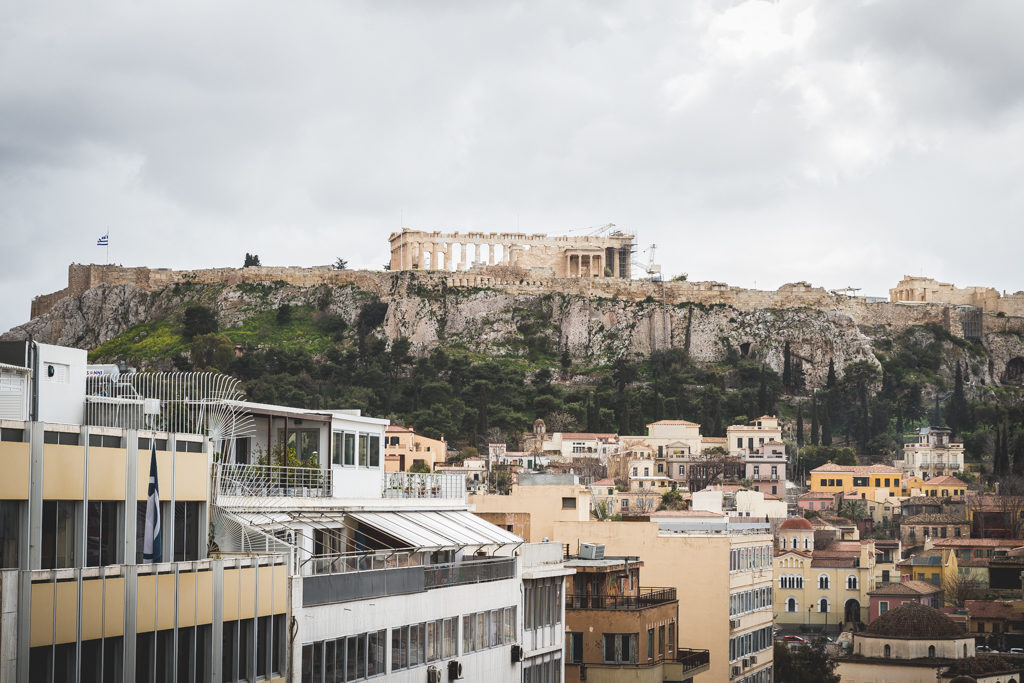 View of the Acropolis from Attalos Hotel in Athens