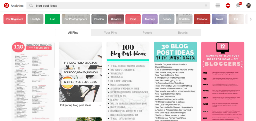 Find New Blog Post Ideas by Searching Pinterest