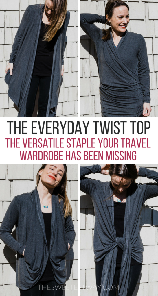 Packing light is a breeze with the Everyday Twist Top, a versatile staple for your travel wardrobe by the ethical fashion brand Encircled. #ethicalfashion #packinglight #travelstyle